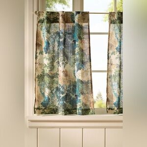 New Anthropologie Judarn Printed Cotton Cafe Curtains Set of 2 Kitchen Bathroom